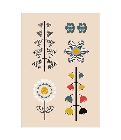 Lyndy Hants - Impression montée MIXED FLOWERS (Rose / Noir / Jaune) (40 cm x 30 cm) - UTPM6539