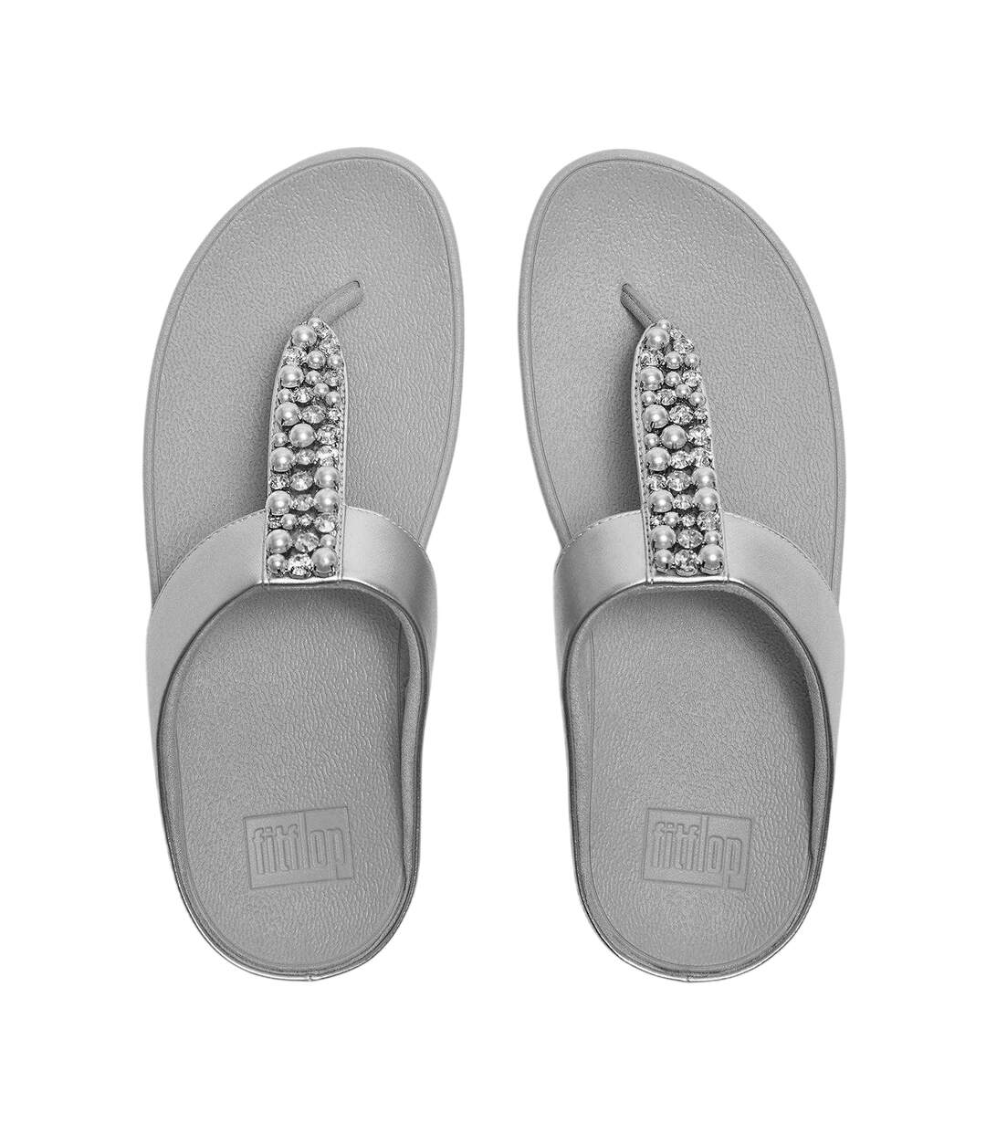 Womens/ladies Fino Leather Sandals Silver Fit Flop-2