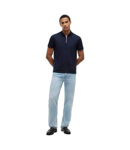 Mens Quarter Zip Regular Polo Shirt Desert Sky Tommy Hilfiger