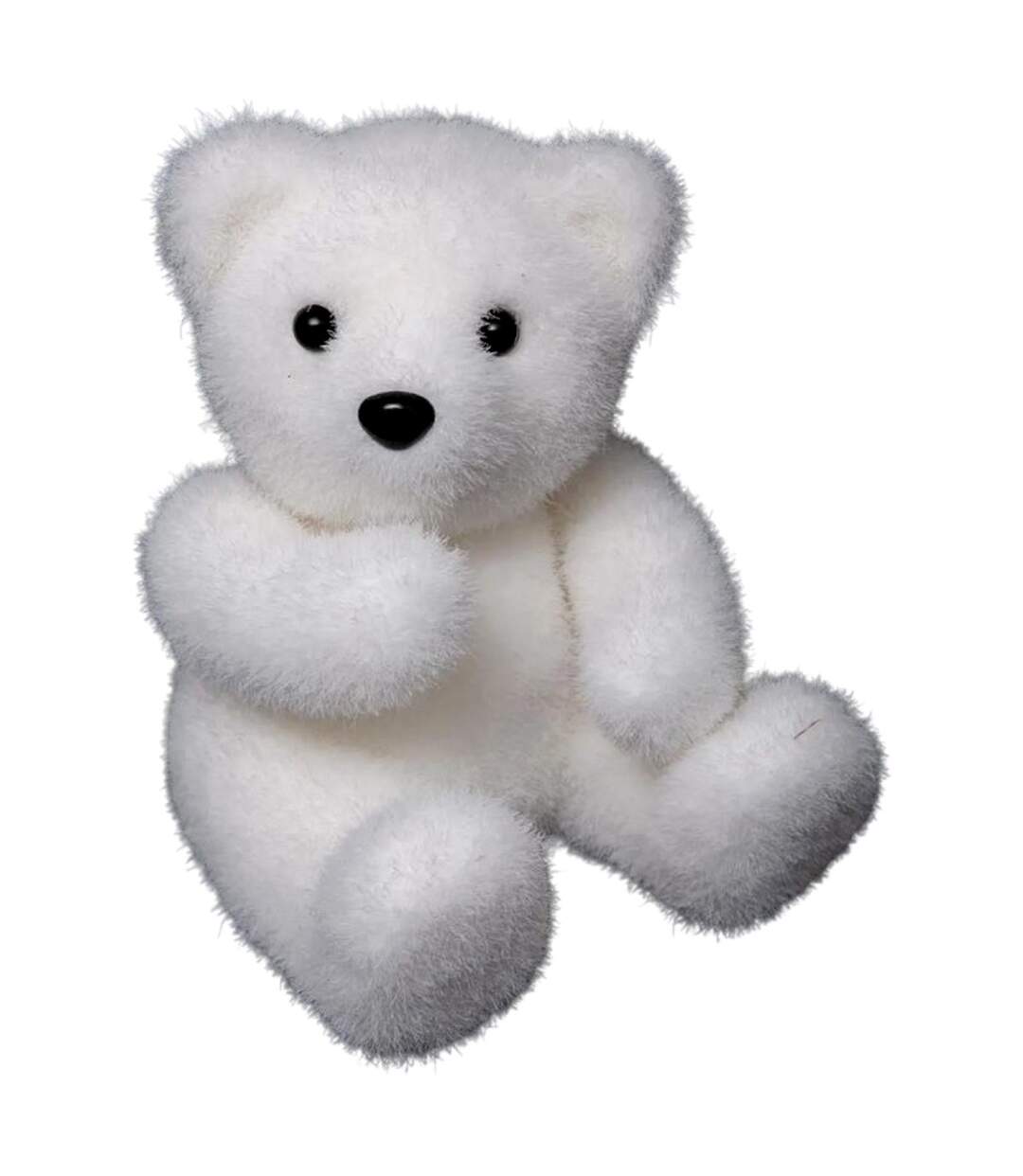 Statuette Déco Ours Assis Manteau 15cm Blanc-1