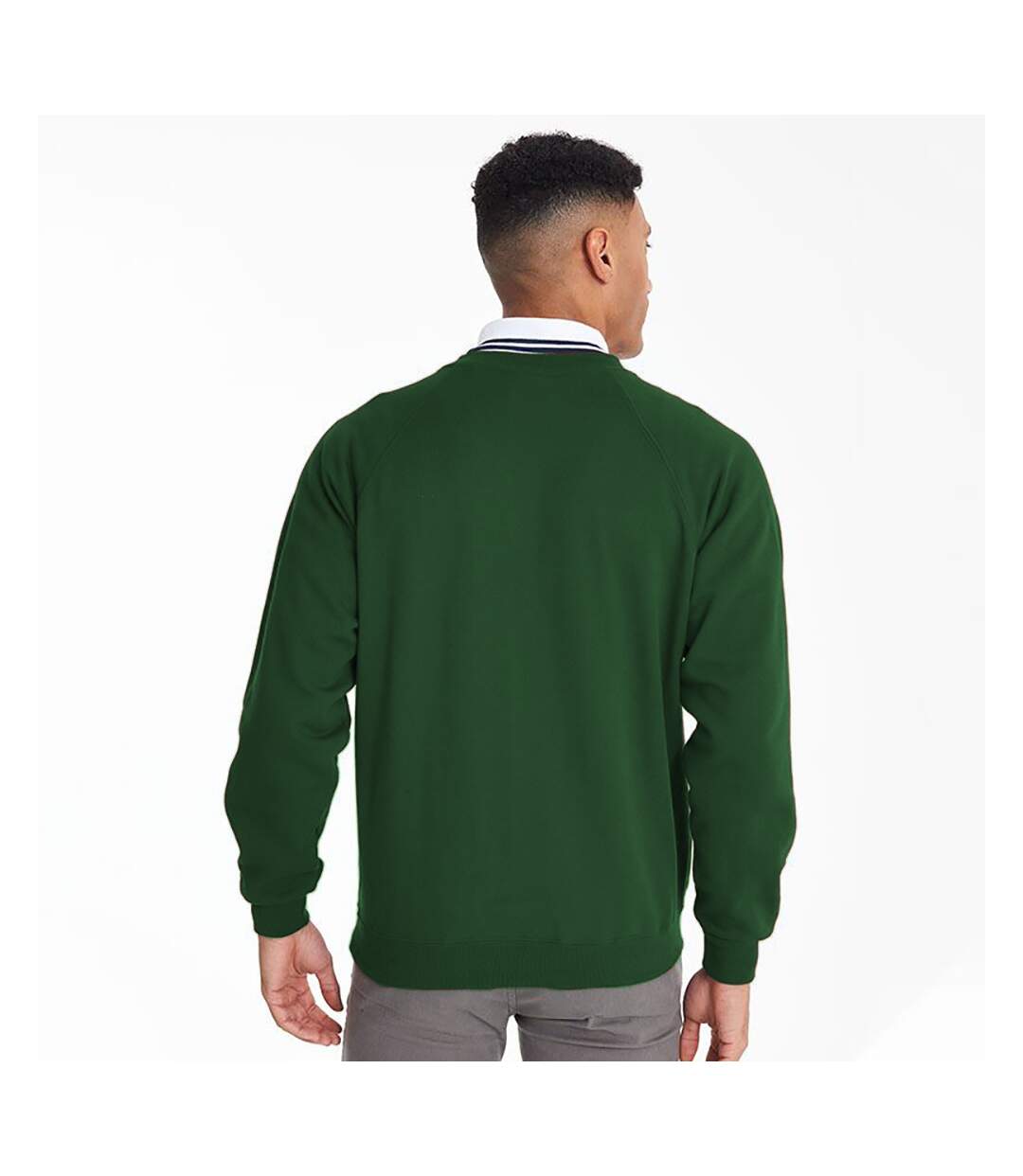 Sweatshirt avec col en v homme vert bouteille Maddins