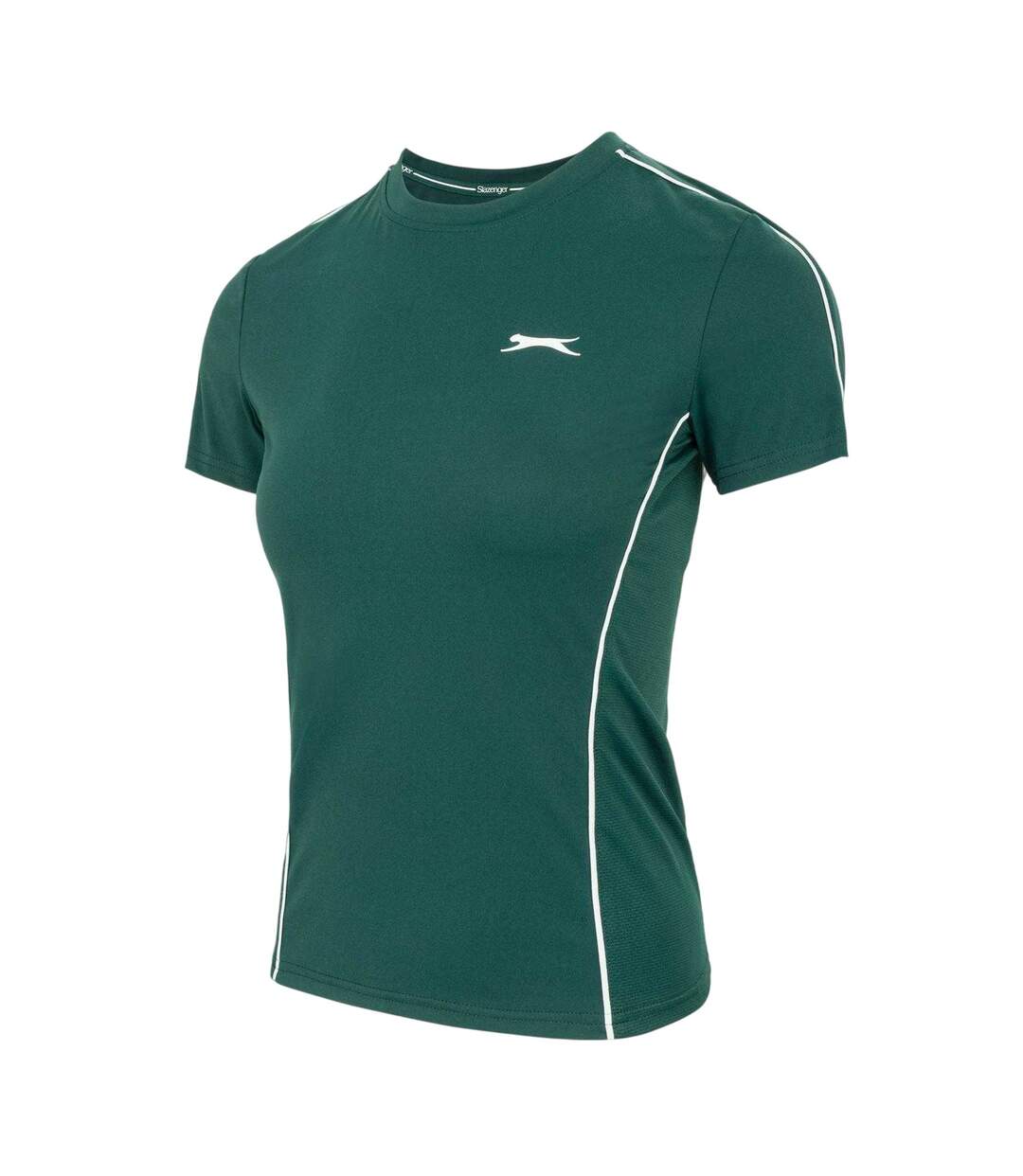 Womens/ladies Contrast Detail Tennis T-shirt Forest Green Slazenger-3