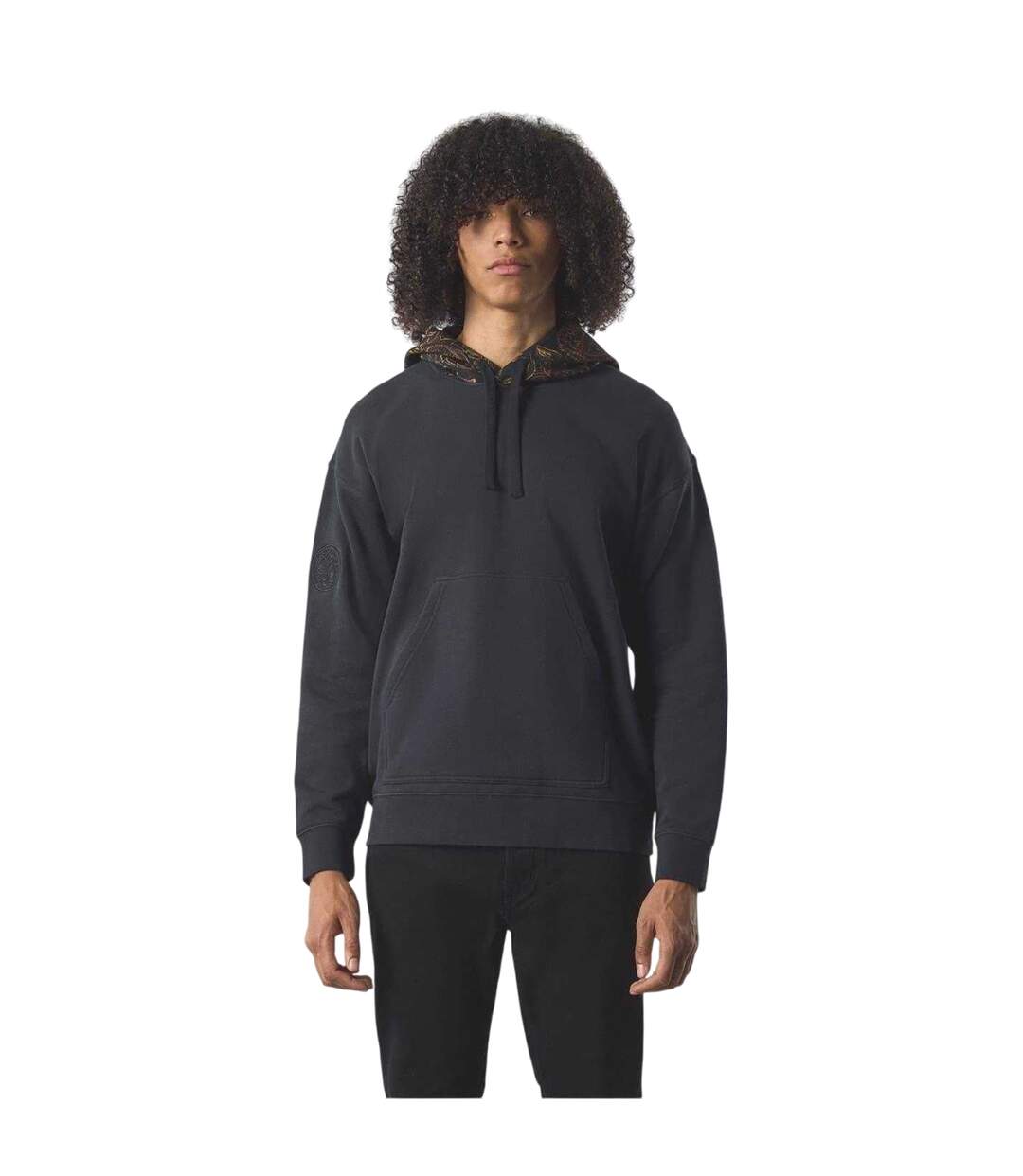 Mens Parthian Cotton Blend Drawstring Hoodie Black Pretty Green-4