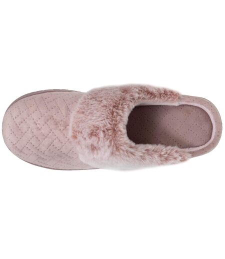 Isotoner Chaussons Mules femme velours ultra doux, talon 3,7 cm
