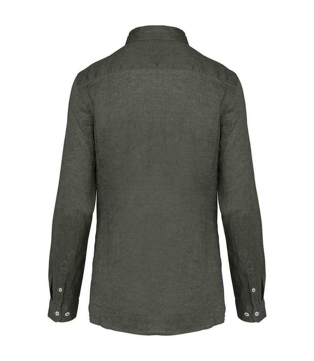 Womens/ladies linen long-sleeved shirt organic khaki Spasso-2