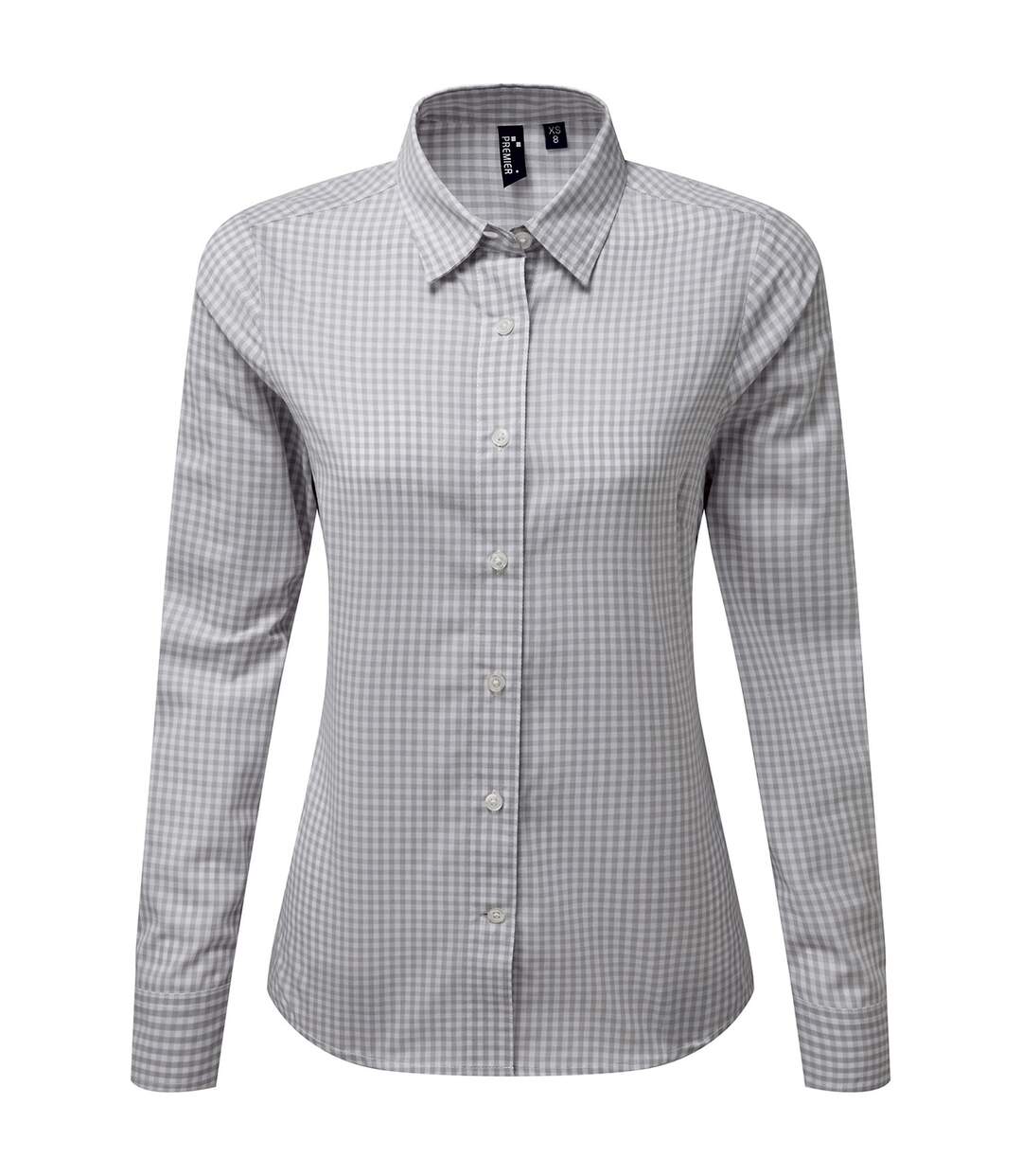 Womens/ladies maxton gingham long-sleeved shirt navy/white Premier