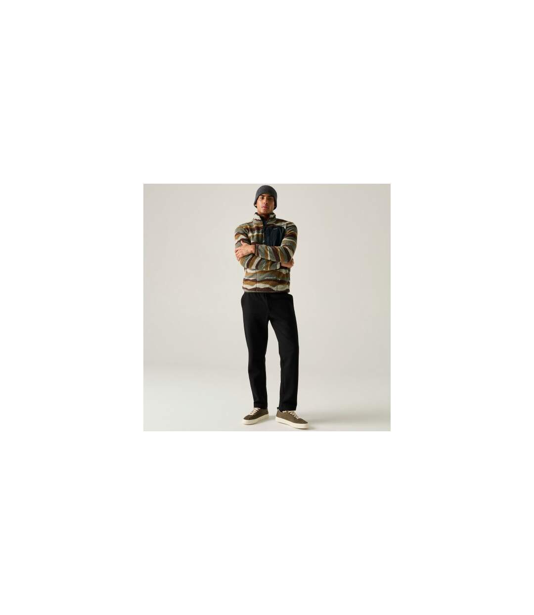 Mens Frankie Mountain Borg Fleece Top Coffee Grounds Regatta-1