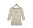 MAYFLOWER DOUGLAS2 - Tee-shirt beige manches 3/4 en maille flammée et col V à lacets-2