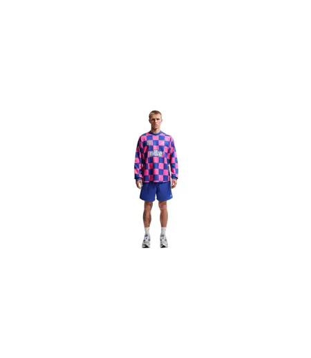 T-shirt Manches Longues Motif/style Damier Homme Bleu Roi Rose Nike