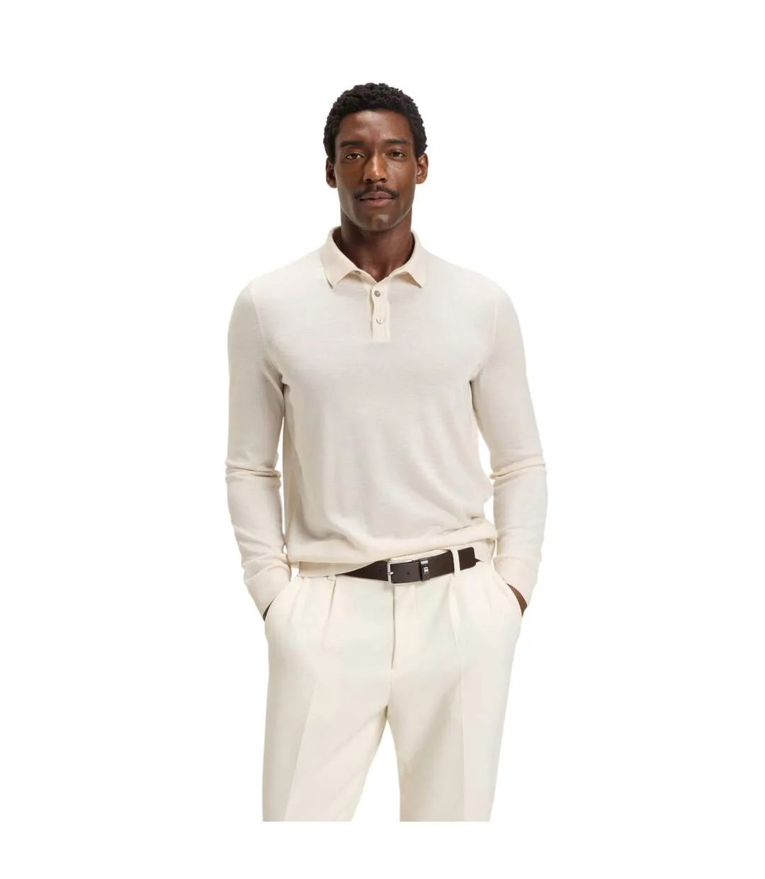 Polo Manches Longues Lanciomne Homme Blanc Boss-1