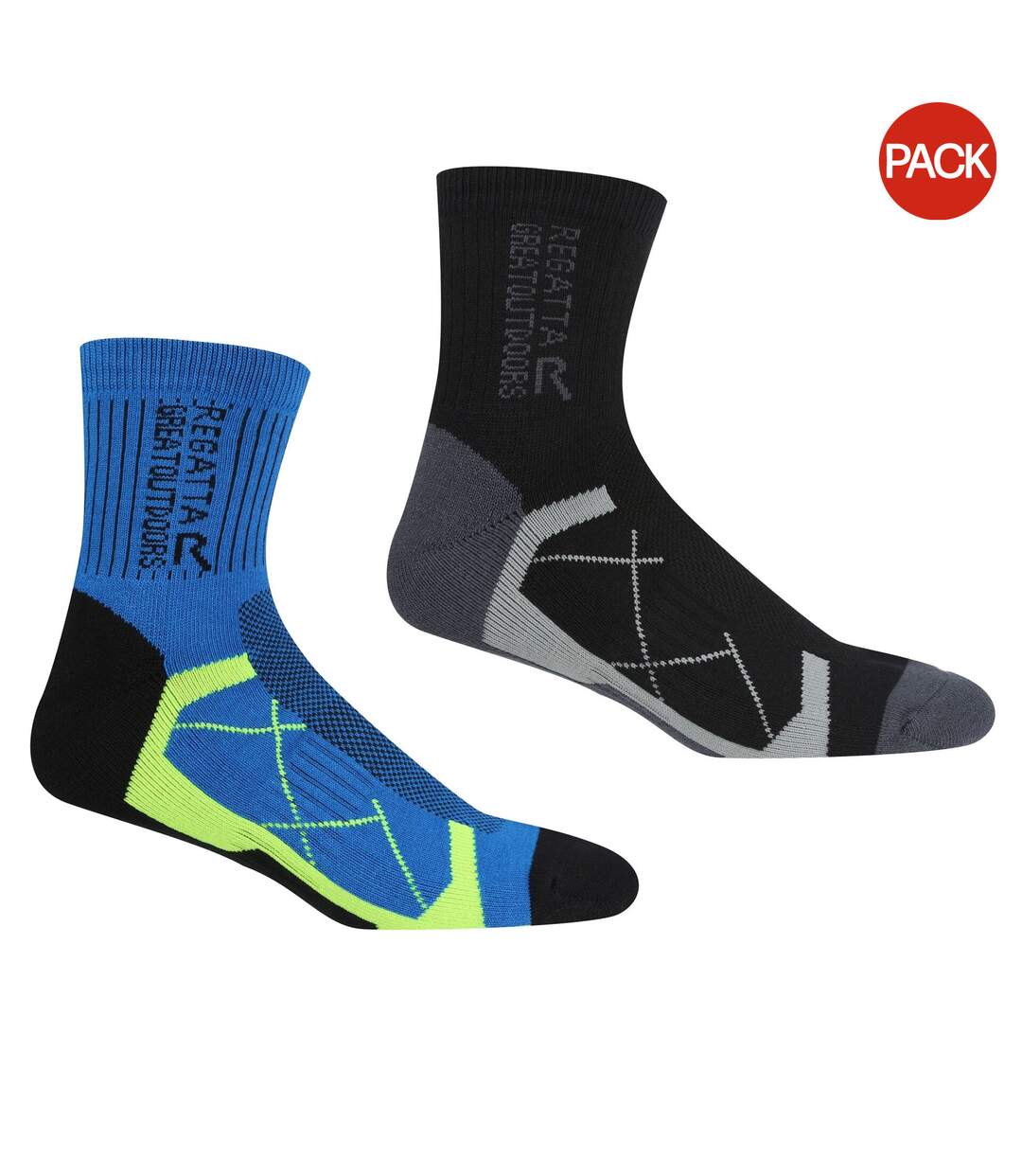 Pack of 2  Mens active outdoor socks  black/hawaiian blue Regatta-1