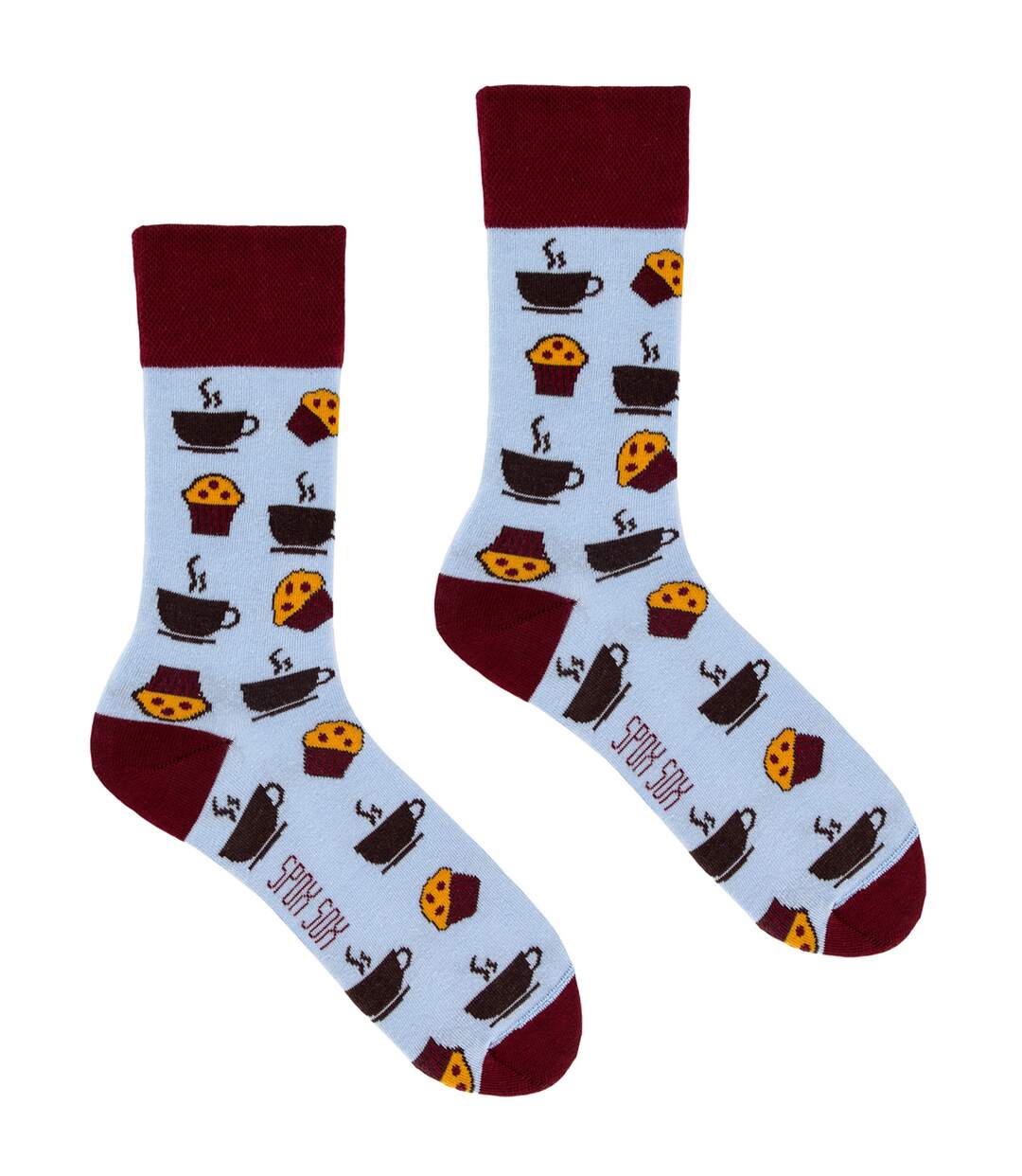 SPOX SOX - Chaussettes fantaisie dépareillées pour hommes et femmes - Café et muffins