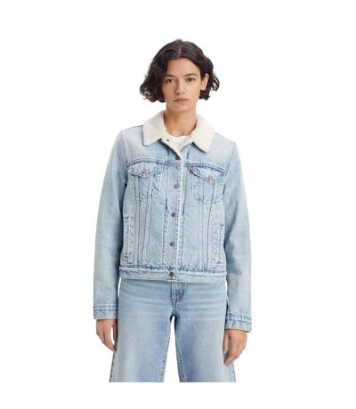 Womens/ladies Original Sherpa Trucker Jacket Light Blue Levis