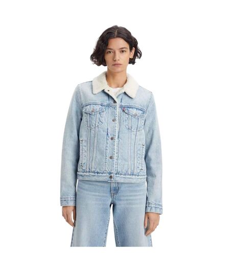 Womens/ladies Original Sherpa Trucker Jacket Light Blue Levis
