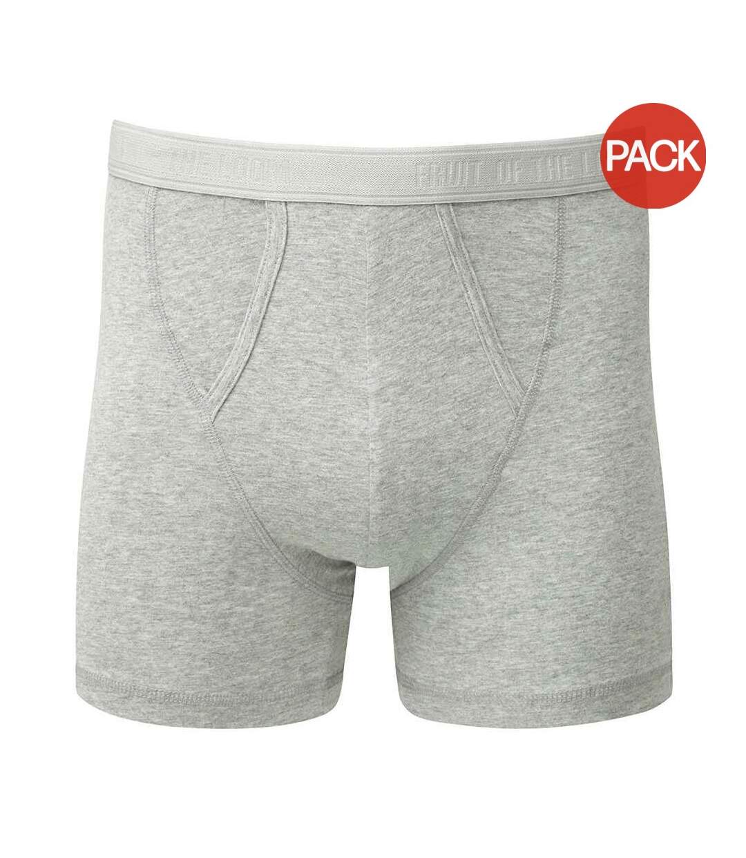 Pack of 2  Mens classic plain boxer shorts  light grey marl Fruit of the Loom