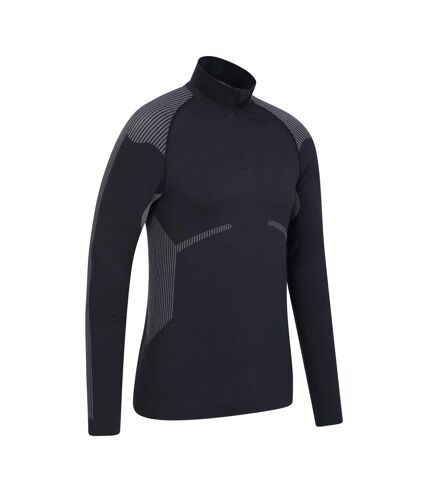 Mens freestyle seamless zip neck base layer top black Mountain Warehouse