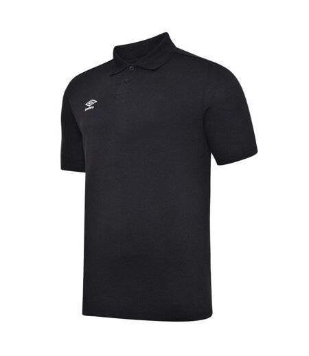 Mens Essential Polo Shirt Black White Umbro