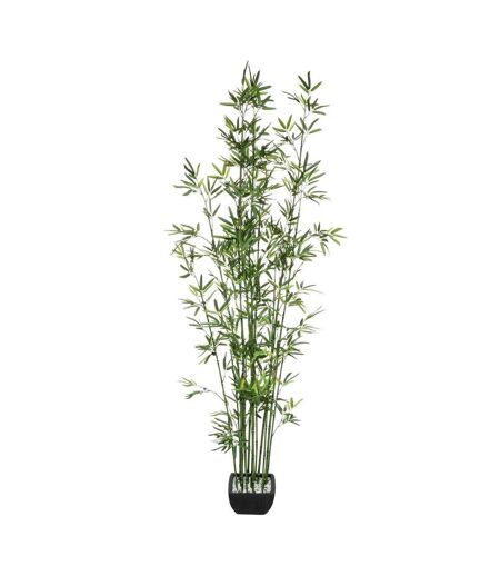 Plante Artificielle en Pot Bambou 183cm Vert & Noir