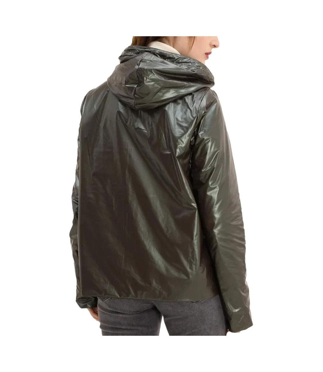 Veste imperméable kaki femme laura jo mi-saison court-2