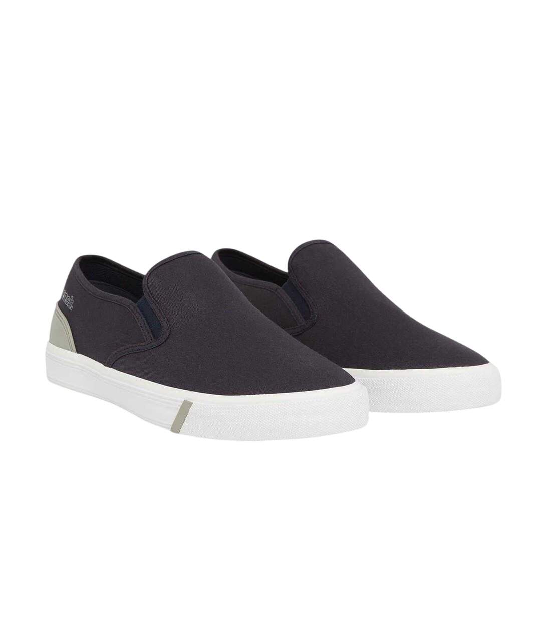 Mens Plain Slip-on Flat Trainers Navy Bench-1