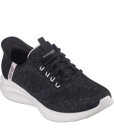 Womens/ladies ultra flex 3.0 easy step slip-on trainers black/pink Skechers