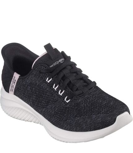 Womens/ladies ultra flex 3.0 easy step slip-on trainers black/pink Skechers