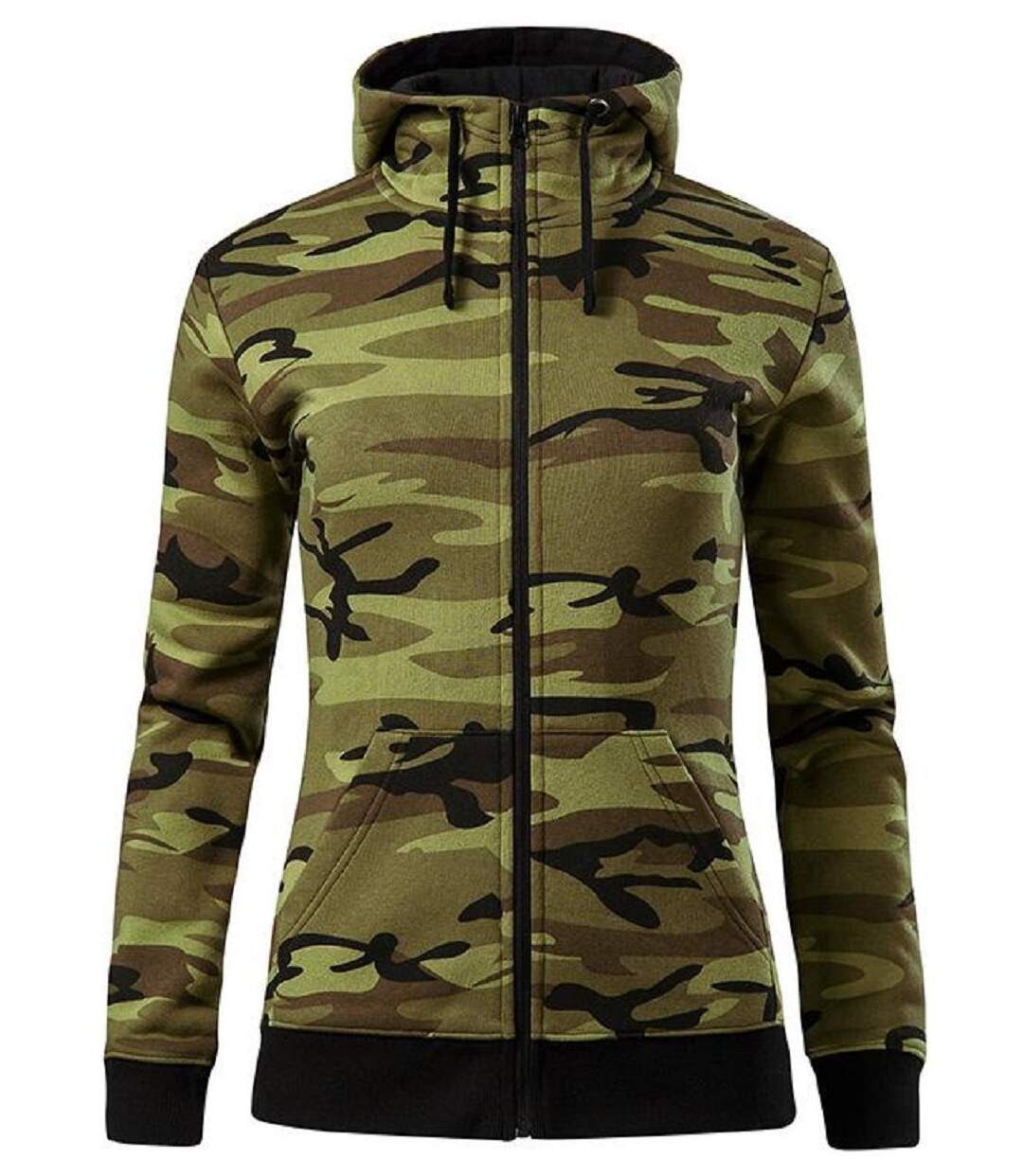 Sweat à capuche zip intégral - Femme - MFC20 - vert camo