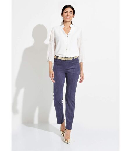 Pantalon droit suédé effet ventre plat