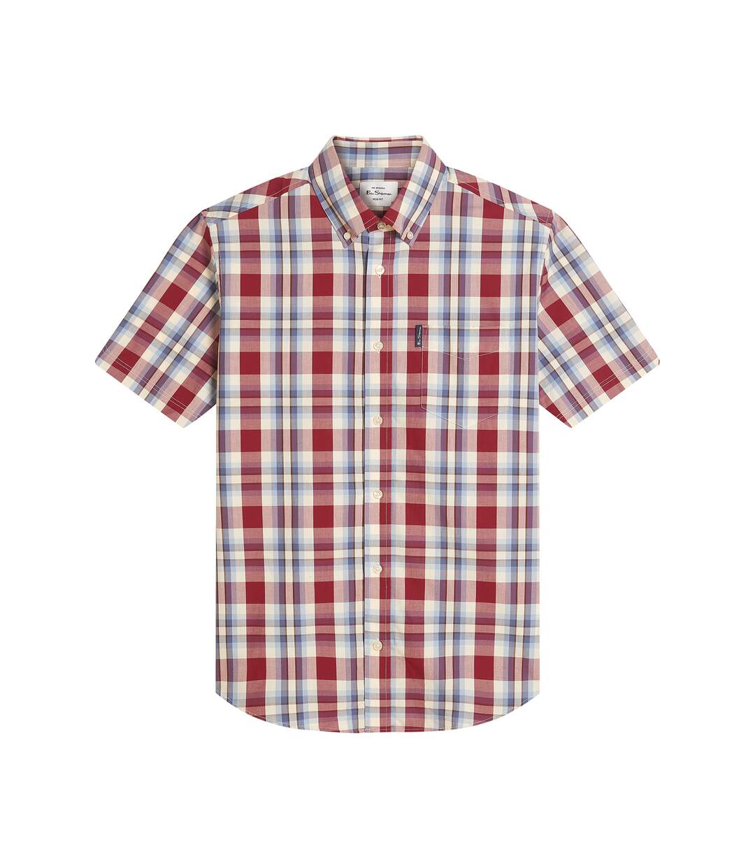 Mens Classic Checked Shirt Bordeaux Ben Sherman-2
