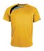 Kariban Proact Mens Short Sleeve Crew Neck Sports T-Shirt (Yellow/ Black/ Storm Grey) - UTRW4243