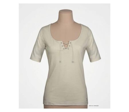 Tee-shirt MAYFLOWER DAMOCLES2 beige à lacets : l'élégance des manches 3/4