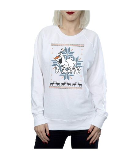 Disney Sweatshirt Frozen Christmas Olaf And Snowmen Womens/Ladies (Blanc) - UTBI6050