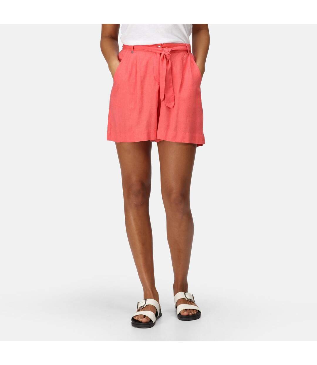 Womens/ladies Sabela Tie Belt Shorts Peach Regatta-3