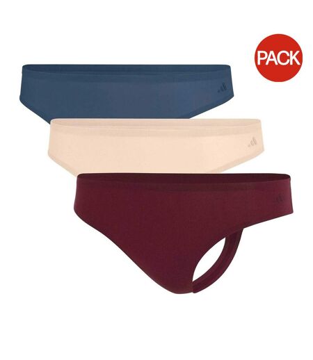 Pack Of 3  Womens/ladies Thong  Blue Beige Burgundy Adidas