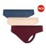 Pack Of 3  Womens/ladies Thong  Blue Beige Burgundy Adidas-1
