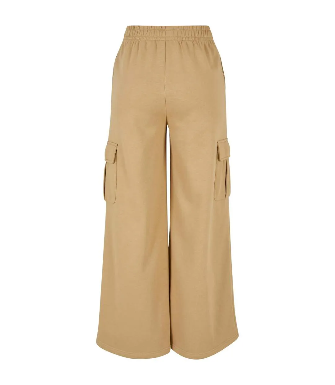 Womens/ladies Terrycloth High Waist Wide Leg Cargo Trousers Union Beige Urban Classics-2