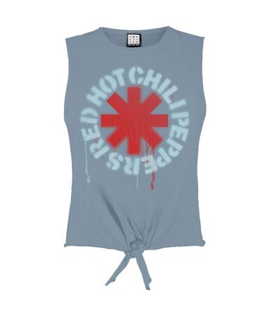 Amplified Womens/Ladies Stencil Asterix Red Hot Chilli Peppers Crop Top (Strange Blue) - UTGD1771