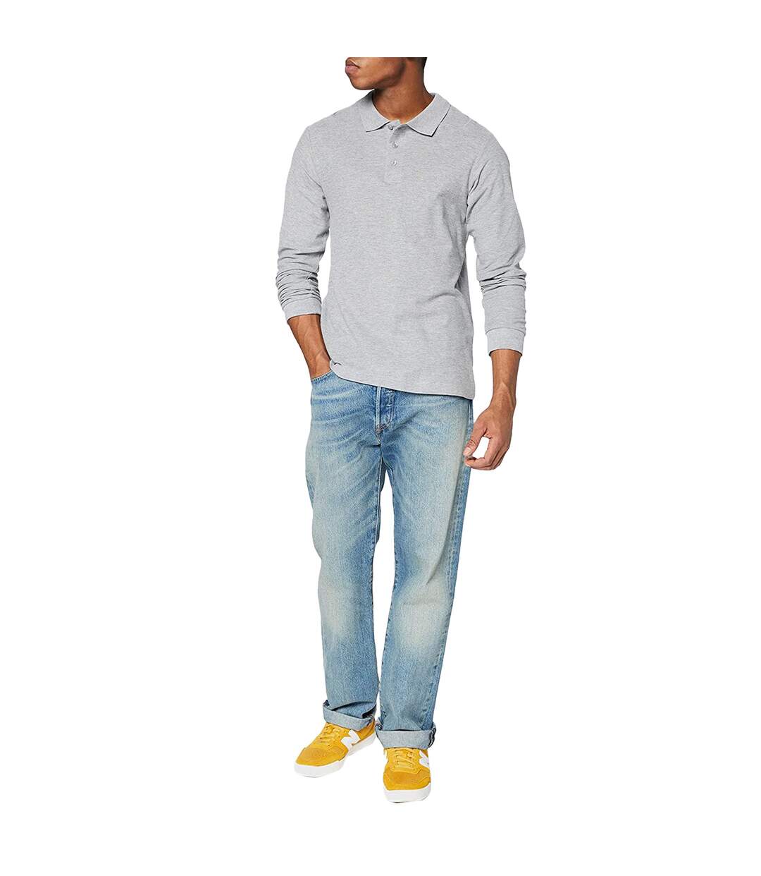 Stedman - Polo manches longues - Homme (Gris chiné) - UTAB285