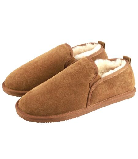 Mens avi sheepskin hard sole slippers chestnut Eastern Counties Leather