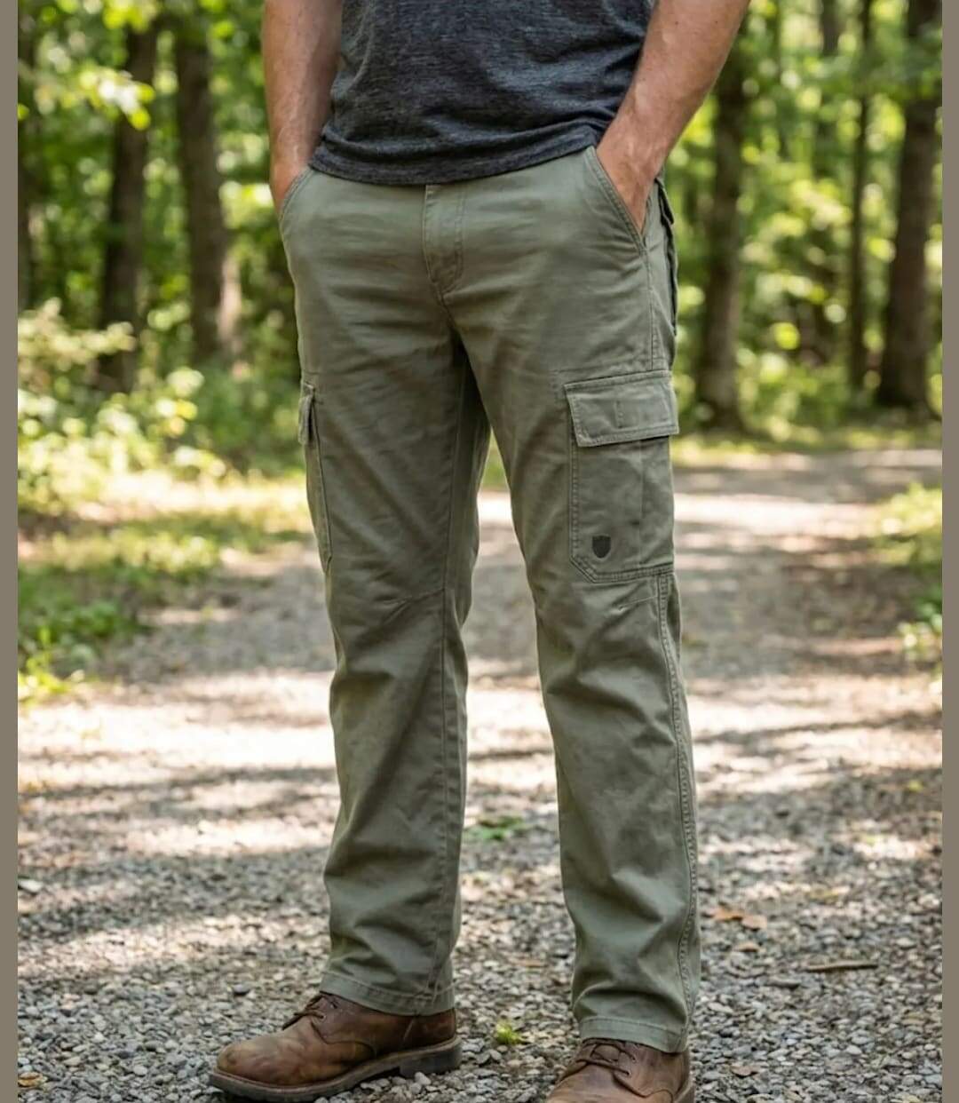 Pantalon Cargo en Toile Canvas 100% Coton Vert Tilleul-1
