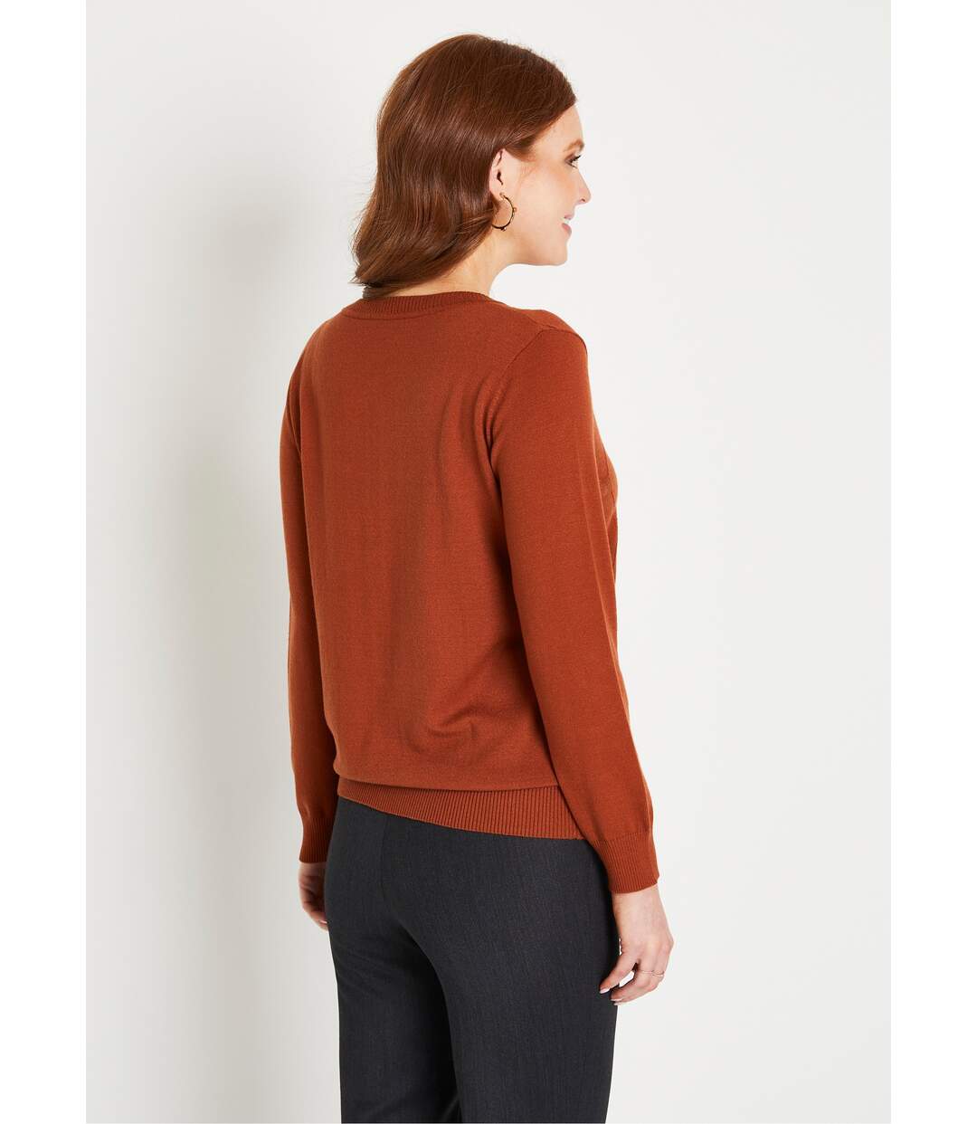 Gilet cardigan uni boutonné modal mélangé-2