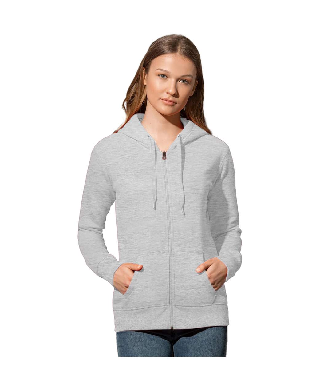 Stedman Womens/Ladies Active Zip Hood (Heather Gray) - UTAB324-2