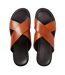 Mens Leather Criss Cross Strap Flat Sandals Brown Dune London-3