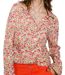 Chemise Femme élégante à  Manches Longues Rouge avec Motif Floral-2