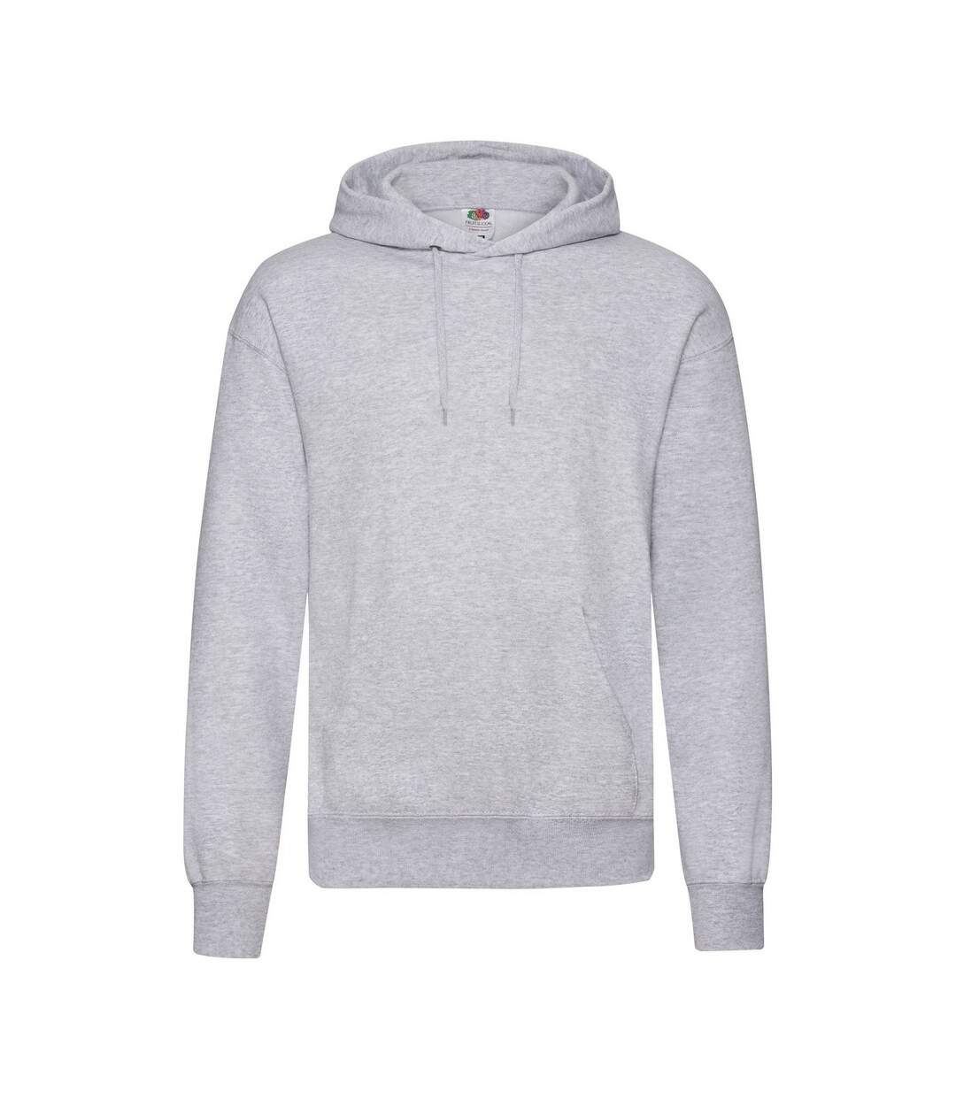 Mens Hooded Sweatshirt / Hoodie Heather Grey Fruit Of The Loom-1