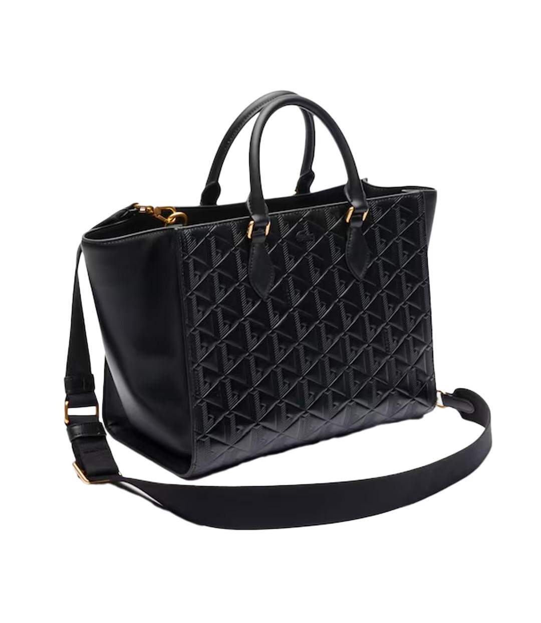 Sac à main noir femme lacoste lage maheki monogram-2