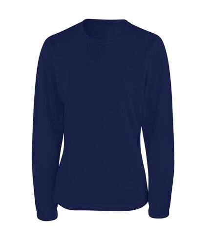 Spiro Ladies/Womens Sports Quick-Dry Long Sleeve Performance T-Shirt (Navy) - UTRW1492