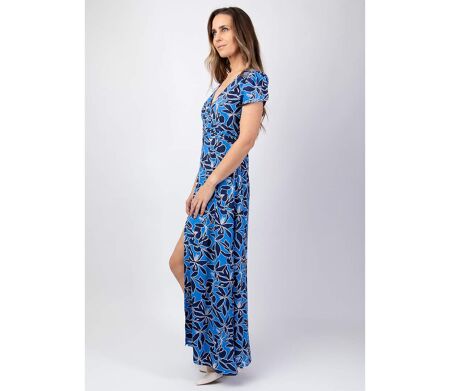Robe longue cintrée  en viscose  MARBELLA imprimé floral Coton Du Monde