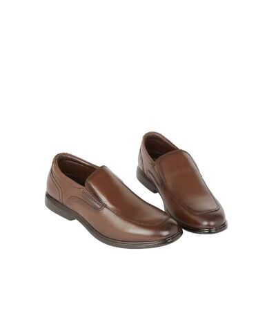 Debenhams Mens Croft Leather Slip-on Wide Loafers (Dark Brown) - UTDH6142