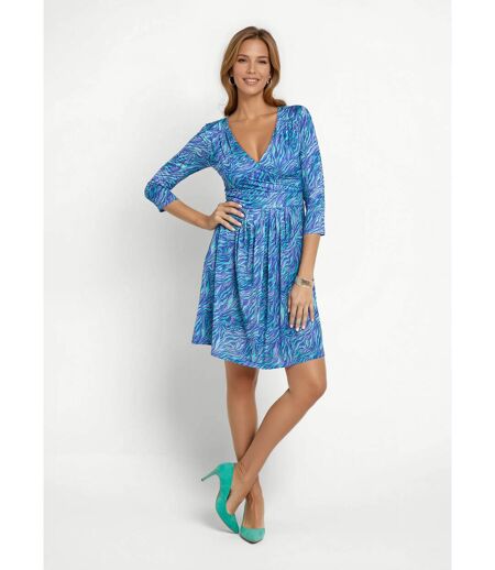Robe cache-c¿ur stretch, taille plissée